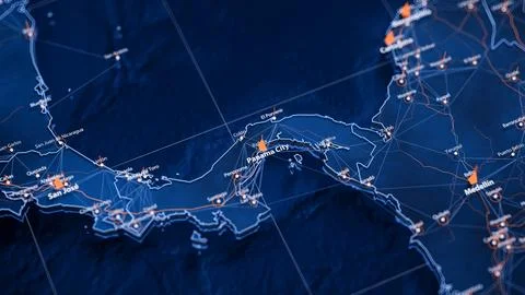 Panama City map big data visualization. Futuristic map infographic of city in Illustrazione stock