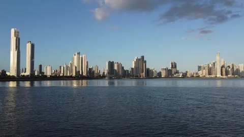 PANAMA CITY, SKY LINE FROM THE SEA,DRONE SHOT Stock Footage 169828344