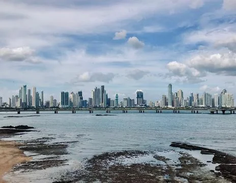 Panama City skyscrapers view from Casco Viejo Stock Photos