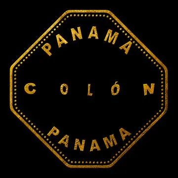 Panama Colon Seal Map Design Stock Illustration