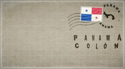 Panama Colon Vintage Mail Envelope Stock Illustration