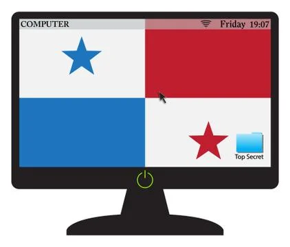 Panama Computer Screen With On Button Stock Illustration