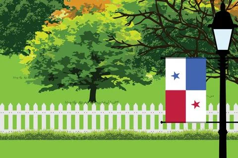 Panama Day Trees Lamp Vector Illustration Stock Illustration
