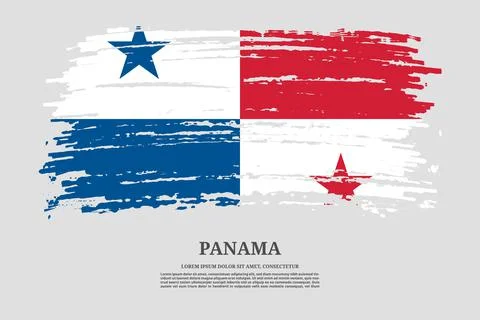 Panama flag with brush stroke effect and information text poster, vector Illustrazione stock