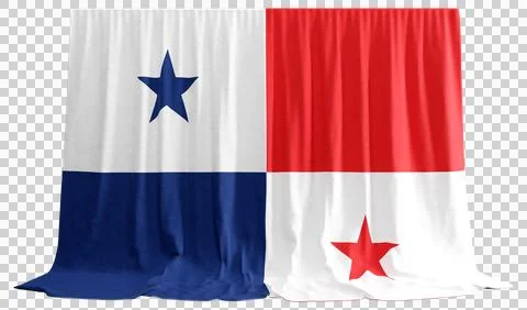 Panama Flag Curtain in 3D Rendering called Flag of Panama Stock Illustration