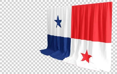 Panama Flag Curtain in 3D Rendering called Flag of Panama Stock Illustration