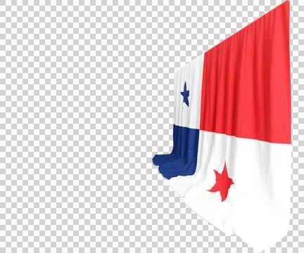 Panama Flag Curtain in 3D Rendering called Flag of Panama Stock Illustration