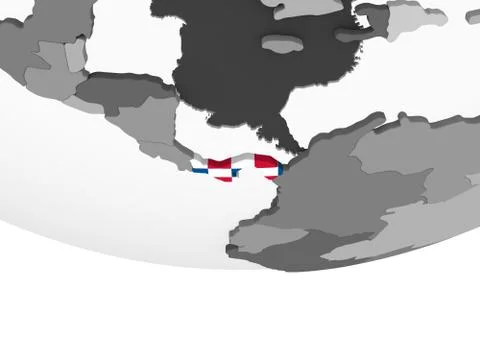 Panama with flag on globe Stock Illustration
