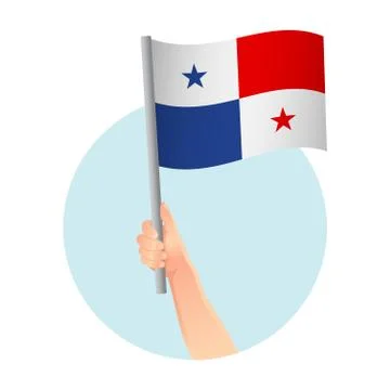 Panama flag in hand icon 스톡 일러스트