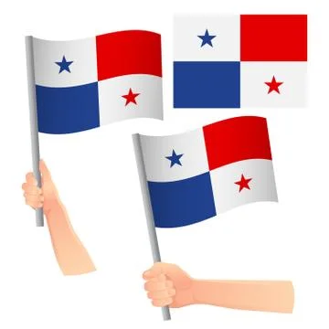 Panama flag in hand set Stock Illustration