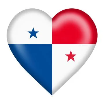 Panama flag heart button with clipping path Stock Illustration