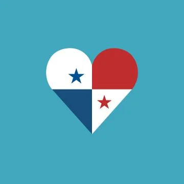 Panama flag icon in a heart shape in flat design Stock Illustration