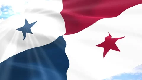 Panama Flag Seamless Loop 4k 60fps on Sky Background Stock Footage 341569542