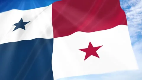 Panama Flag Seamless Loop 4k 60fps on Sky Background Stock Footage 341676234