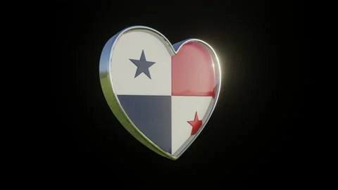 Panama Flag in the Shape of 3D Heart. Stock Footage 134378194