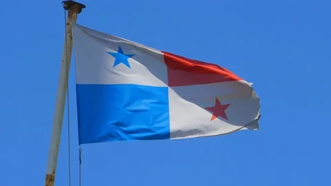 Panama flag on a ship mast Video stock 139930632