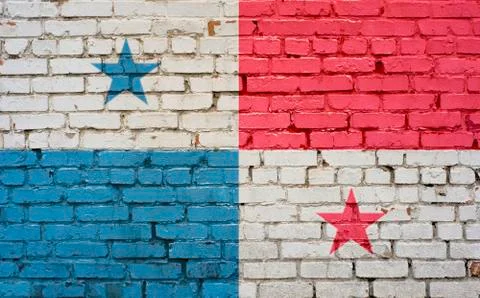 Panama flag on texture brick wall. Stock Photos