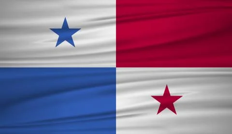 Panama flag vector. Vector flag of Panama blowig in the wind. EPS 10. Stock Illustration