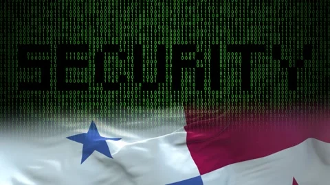 Panama flag - Waving flag on matrix binary code background Stock Footage 321422484