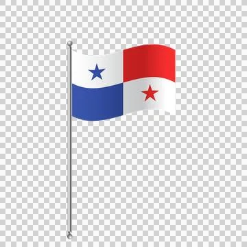Panama flag waving on flagpole transparent background. Illustrazione stock