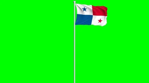Panama Flag Waving Fluttering on Wind Loopable Green Blue Screen Matte Stock Footage 77574095
