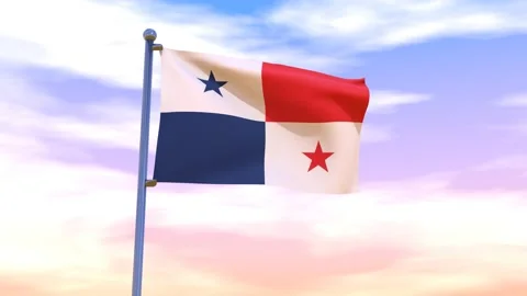 Panama Flag waving in the high wind Stock Footage 154873465