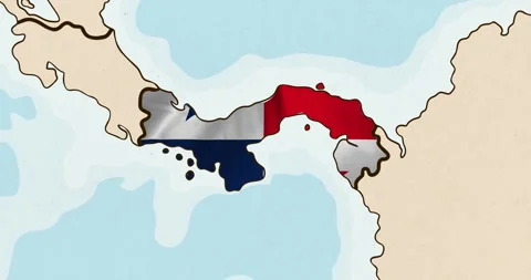 The panama flag waving inside the country on a world map Stock Footage 339033342