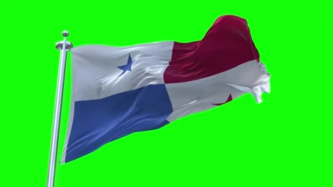 Panama Flag Waving in Loopable and Textured green screen background Stock Footage 296876129