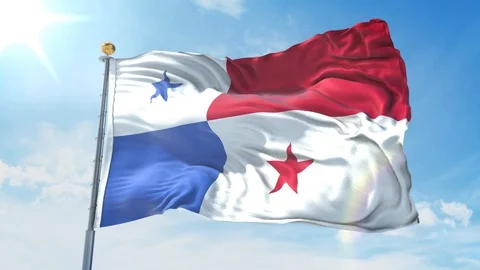 Panama flag waving in the wind against deep blue sky. National theme. Stock Footage 123985254