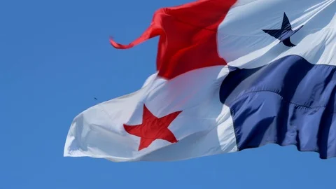 Panama flag waving in the wind. Stock Footage
