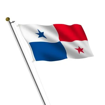 Panama flagpole with clipping path Stock Illustration