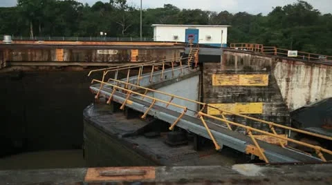 Panama gates open Stock Footage 11061112