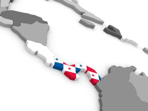 Panama on globe with flag Stock Illustration