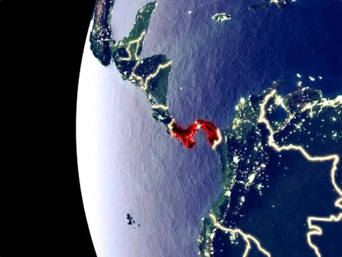 Panama on globe from space Stock Photos