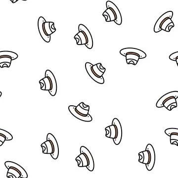 Panama hat cap vector seamless pattern Stock Illustration