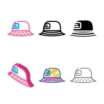 Panama hat color icon multistyle vector Stock Illustration