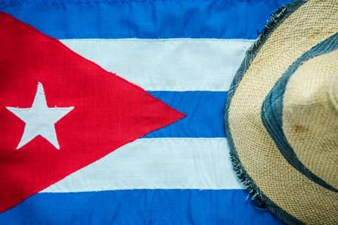 Panama hat on Cuban flag. 写真素材