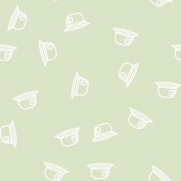 Panama hat line vector seamless pattern Stock Illustration