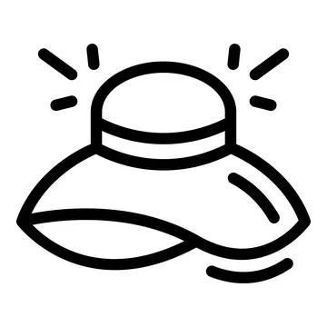 Panama hat shining with rays of light icon thin line Stock Illustration