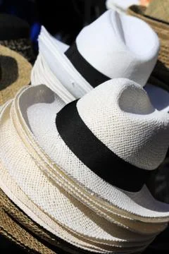 Panama hats Stock Photos