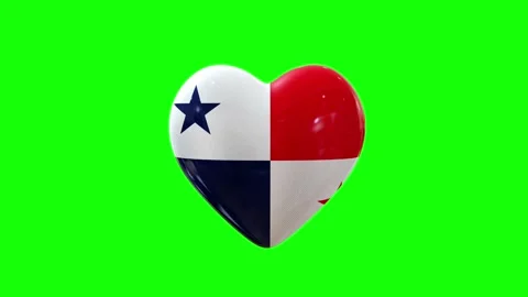 Panama heart shaped flag pop-up animation with chroma green screen Stock-Footage 314362087