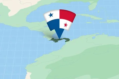 Panama Location Highlighted on American Map with Flag Icon. Illustration