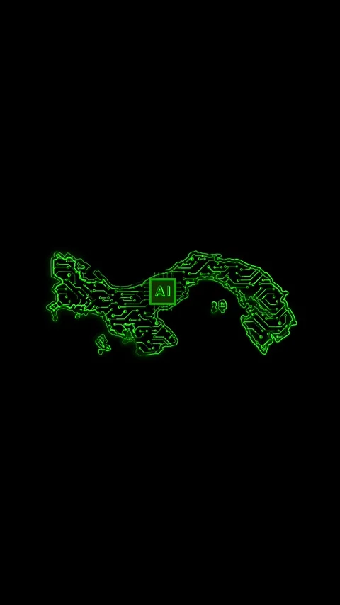 Panama Map AI Chipset Technology Opener 스톡 동영상 337172378