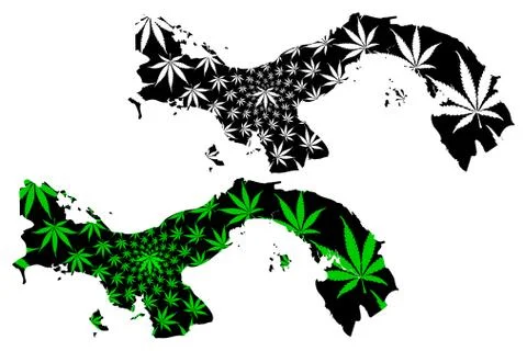 Panama - map is designed cannabis leaf Stock Illustration