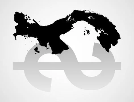 Panama map with dollar symbol reflection Stock Illustration