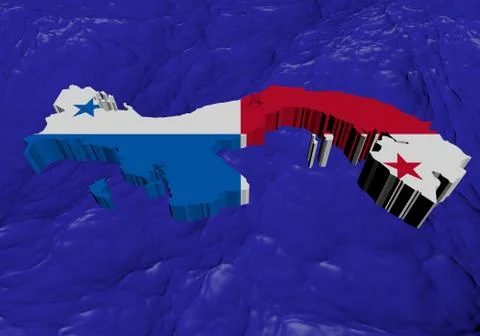 Panama map flag in abstract ocean illustration Stock Illustration