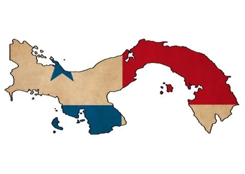 Panama map on  flag drawing ,grunge and retro flag series Stock Illustration