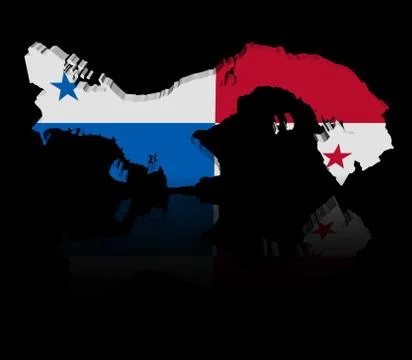 Panama map flag with reflection illustration Stock Illustration