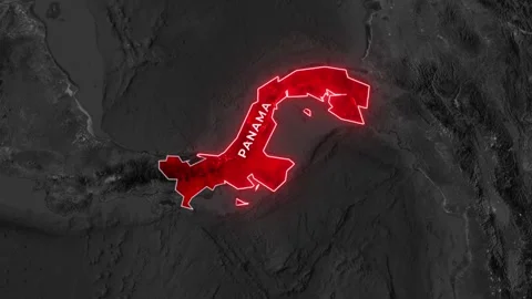 Panama map glowing in red neon light motion video animation clip 스톡 동영상 345061763