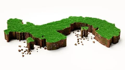 Panama Map Grass and ground texture 3d illustration 库存插图